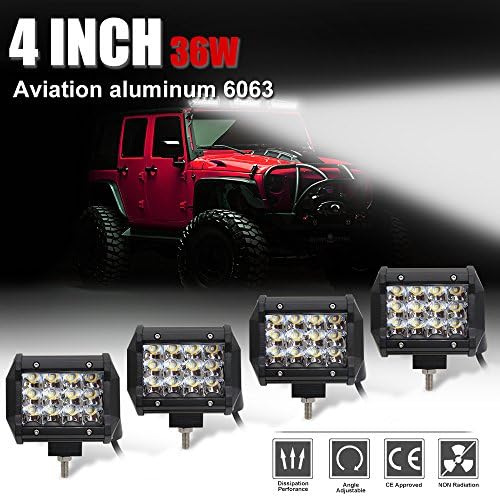 LED Light Bar 4 Inch 4PCS 72W Driving Light Waterproof Cree Chip Three Row for Off-road Truck Car ATV SUV Jeep Cabin Boat,Colight 9632-4 inch-4pcs