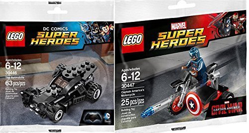 Lego Super Heroes Batman Batmobile (30446) + Captain America Motorcycle & Mini Figure (30447) DC Comics & Marvel