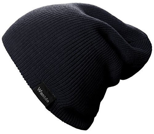 Wantdo Unisex Knit Winter Hat Solid Color Crochet Hat Anthracite Beanie