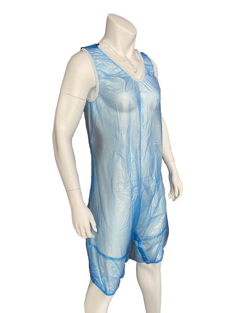 Haian PVC AB Unisex Snap Through Crotch Romper (Transparent Blue, Large)