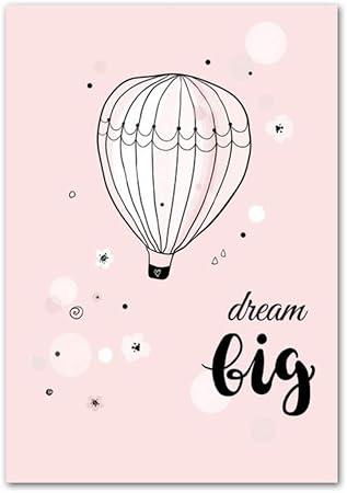 Stampa Su Tela In Mongolfiera Ad Aria Calda Nero Inglese Cartone Animato Per Bambini Arredamento Camera Tela Art Stampa Poster Parete Foto Camera Da Letto Soggiorno Decorazione Pittura Murale A Pa Amazon It Casa