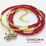 Red and Gold Waist Beads, Summer Jewelry, Beach Wear, Waistbeads,african waist beads, red bikini set, anklet, beach wear