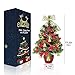 shine4FUN Mini Tabletop Christmas Tree 20in Artificial Small Christmas Tree with Cones and Battery Operated 8 Modes LED String Lights Little Christmas Tree Mini Christmas Tree for Home Office Decor