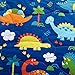 LIFEREVO Cotton Baby Toddler Blanket Spring Summer Quilt Fancy Cartoon Print Lightweight 43 x 60 Inch Blue Dinosaur