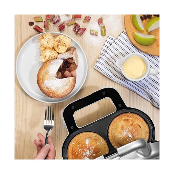Giles-Posner-EK4082G-Non-Stick-Deep-Fill-Pie-Maker-900-W-Bake-Authentic-British-Pies-Easy-to-Clean-Lock-Latch-Design-Silver Giles & Posner EK4082G Double Deep-Fill Non-Stick Pie Maker, Electric XL Twin Pie Machine, Makes Pies 9cm in Diameter…