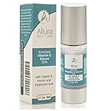 Allura Skin Care Vitamin C Serum :: Advanced Anti Aging Formula Enriched with Hyaluronic Acid & Vitamin E :: Airless Pump, Easy to Use :: Made in USA with Natural & Organic Ingredients, 1 Fl. Oz