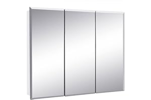Design House 36 Inch Cyprus Bathroom Medicine Cabinet, Durable Pre-Assembled Wall Mounted Cabinet w/Frameless Mirrored Doors, White, 597500
