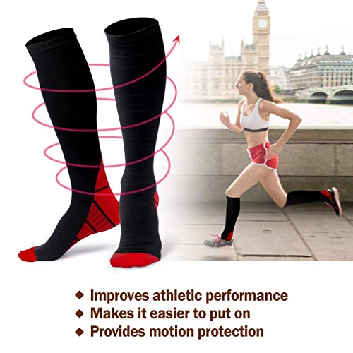 Lucoo Compression Socks for Men and Women(1Pair) Best for Running,Athletic,Medical,Pregnancy and Travel (Red, L/XL) - Thumbnail 4