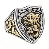 Silver Cool Gothic Lion Sheild Stainless Steel Mens Womens King Crown Ring