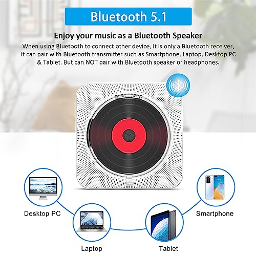 MICOCIOUS Portable CD Player With Bluetooth Desktop CD Player For Home