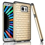 Galaxy Note 7 Case, Note 7 Case, Tekcoo® [Tstar Series] [Champagne Gold] Studded Rhinestone Crystal Bling Rubber Defender Plastic Rugged Slim Hard Case Cover For Samsung Galaxy Note 7 2016 N930