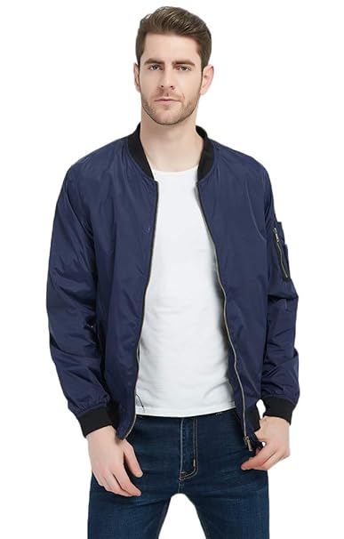 Blue Bomber Jacket Outfit Men