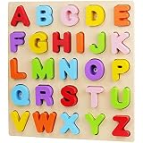 Alphabet Puzzle, WOOD CITY ABC Letter Puzzles for Toddlers1 2 3 Years Old, Educational Learning Toys for Toddlers, Alphabet Toys with Puzzle Board & Letter Blocks, Best Gifts for Girls and Boys