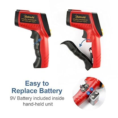 AstroAI Digital Laser Infrared Thermometer, 550 Non-contact Temperature Gun with Range of -58℉~1022℉ (-50℃～550℃), Red - Image 4