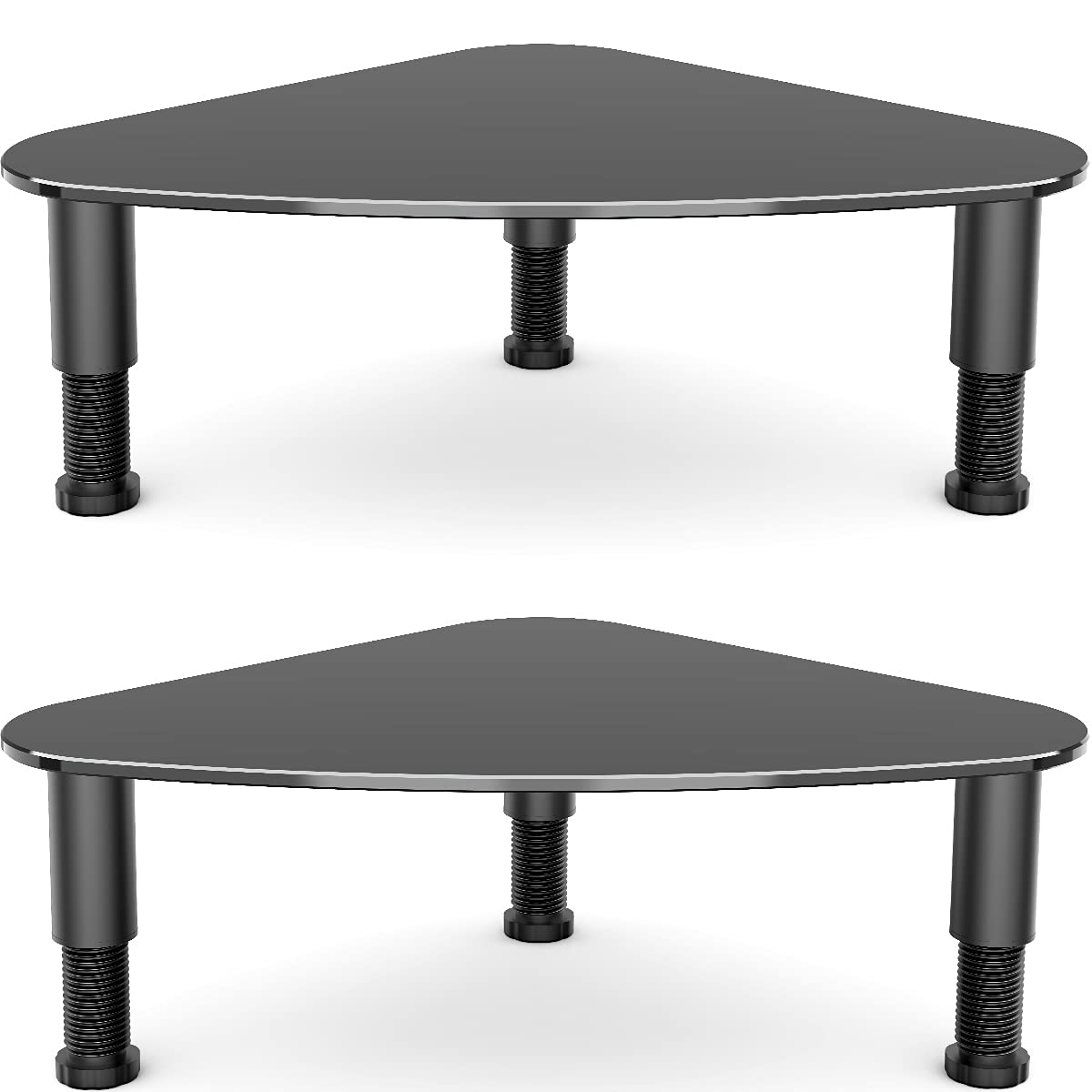 Hemudu 2 Pack Computer Monitor Stand Riser/Triangle Save Space Desktop Corner Stand for Computer, Black HD01B-203P