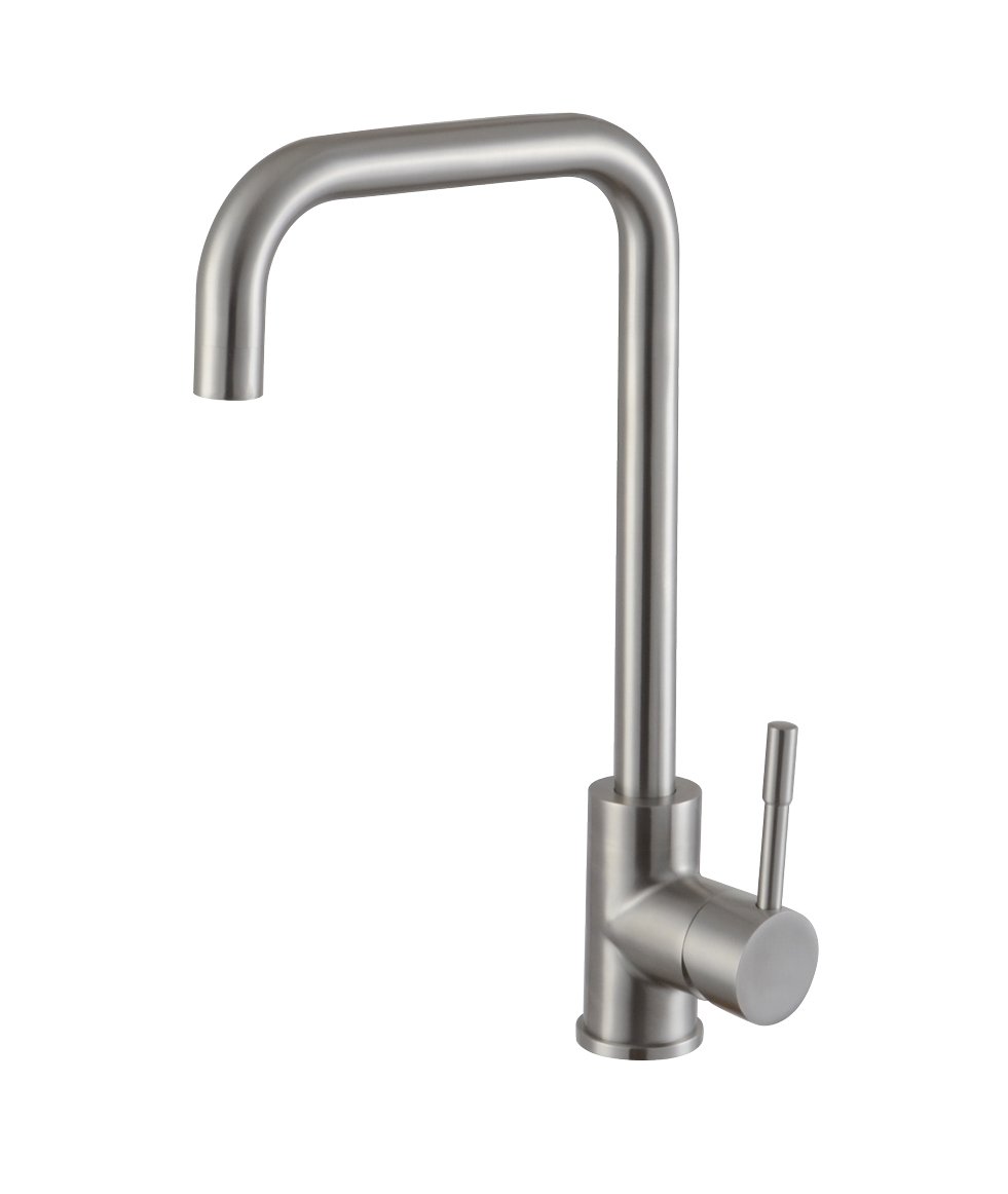Xcel Home Brushed Stainless Steel Mixer Kitchen Sink Tap | Elite Range Abode | Swivel Single Lever Mono-Bloc Tap | Comes with Fittings & Hose Connectors