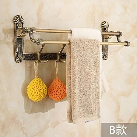 Moomqe Bathroom Accessory Easily To Mount Pretty Good Decoration Effect Bling Antique Bathroom Shelf Continental Carved Retro Single Dual Towel Folding Towel Rack B Amazon Co Uk Kitchen Home