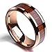 King Will NATURE Koa Wood Inlay Tungsten Carbide Wedding Ring 8mm Rose Gold High Polished Comfort Fit