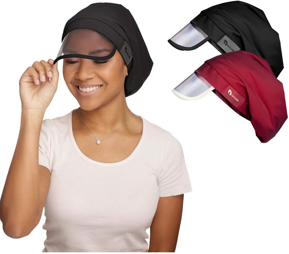 Women's Waterproof Rain Hat with 100% Hair Coverage, Satin Lining, UV Protective Visor, and Collapsible Hidden Pocket for Travel at  Women’s Clothing store