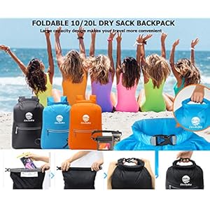 Etechydra Dry Bag 20L Rucksack Wasserdicht Taschen, Ultralight Wasserdichter Packsack Sack Beutel Outdoor für Boote Strand, Kajak, Camping, Bootfahren, Schwimmen, Angeln, Wandern, Schwarz. 7 Schnorchelmasken ★LIGHTWIGHT DURABLE NYLON RUCKSACK - Unsere Dry Bag Wasserdichter Packsack besteht aus Nano-Dacron-Material, ist extrem langlebig, ungiftig und geruchlos. Im Vergleich zur traditionellen Strand Wasserdichte Taschen ist unsere Faltgröße nur die Hälfte davon, leicht, faltbar und tragbar. Die Integration von Aufbewahrungstasche und wasserdichtem dry bag ultralight Rucksack erhöht die Kapazität und die bequeme Aufbewahrung.
★AUSGEZEICHNETER WASSERDICHTER TROCKENSACK- Der wasserdichte und reißfeste Etechydra Wassertasche Packsack 10L /20L bietet einen hohen Schutz für wichtige Gegenstände wie Smartphones, Kameras, Dokumente, Kleidung usw. Die neuesten wasserdichten PVC-Streifen sorgen für Wasserdichtigkeit Dichtung. Kajakfahren Wasserdichte Taschen Beutel Es ist sehr sicher im Wassersport zu verwenden.
★WET DRY SEPARATION VERSATILE DRY BAG - Wasserdichte taschen outdoor Dank des Designs für Nass-Trocken-Trennung und Seitentaschen können Sie nasse Kleidung hineinlegen, Halten Sie alles trocken zum Schwimmen, Bootfahren, Kajakfahren aber auch für Outdoor-Aktivitäten wie Camping, Wandern. Der reflektierende Streifen der Reißverschlusstasche kann Ihre Sicherheit im Dunkeln schützen. Die Seitentaschen eignen sich hervorragend für Wasserflaschen und Regenschirme.