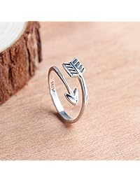 Masop - Anillo ajustable de plata de ley para mujer y hombre, vintage, con banda abierta, apilable, para el dedo, para el pulgar