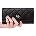 Jastore Elegant Lady Women Clutch Crown Wallet Long Purse Leather Wallet (Black)