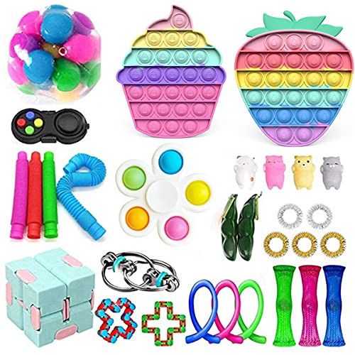 Chennyfun – Kit De 62 Jouets Sensoriels Anti-stress – Pastèque, Pomme, Kiwi – Soulage L’anxiété, Autisme, TDAH – Dès 7 Ans