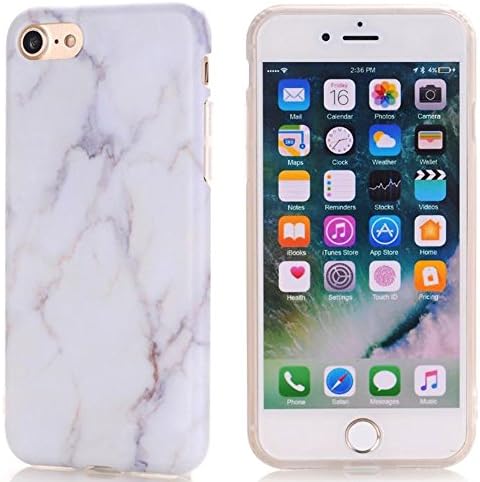 iPhone 8 Plus Marble Case,Inspirationc Crystal Clear TPU Case for iPhone 7 Plus Slim Soft Rubber Hard Shell Shiny Case for iPhone 8 Plus/7 Plus 5.5 Inch--White