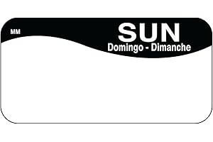 DayMark Safety Systems MoveMark IT110036 Day of The Week Trilingual Removable Label, Sunday, 1" x 2", Black, Roll of 1000