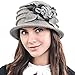 Women's Elegant Flower Wool Cloche Bucket Ridgy Bowler Hat 09-co20