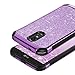 BENTOBEN Phone case for LG Stylo 3 Plus/LG Stylus 3/ LG Stylo 3 LS777/ LG K10 Pro Protective Slim Shockproof Glitter Bling Hard PC Cover Hybrid Sparkly Faux Leather Soft TPU Bumper for Girls Purple