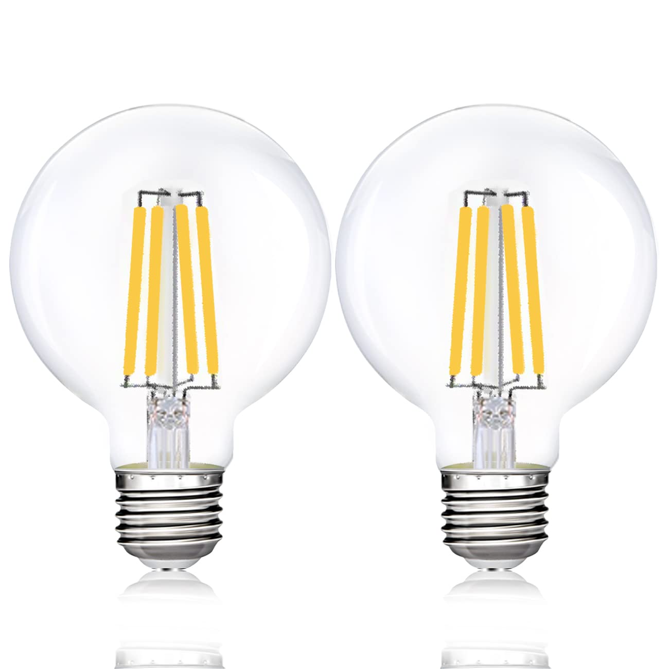 EXTRASTAR 8W G80 Vintage Edison E27 LED Light Bulb, 66W Equivalent, 900LM, 6500K Cool White Daylight Energy Saving Decorative Bulbs, Retro Antique Filament Lamp, Non-Dimmable, Pack of 2