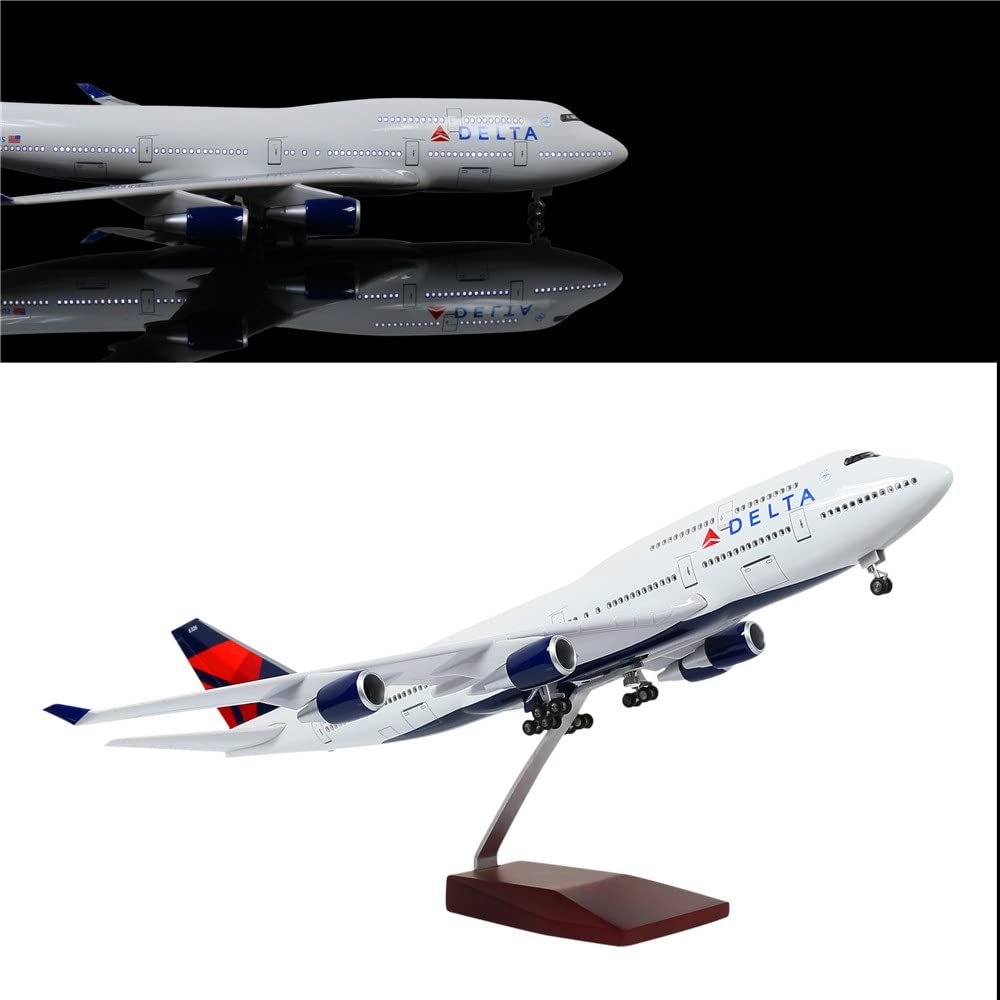 Photo 1 of 24-Hours 1/130 Scale Delta Boeing 747 Model Airplane With LED Light (Touch or Sound Control) for Adults, Decoration and Displays