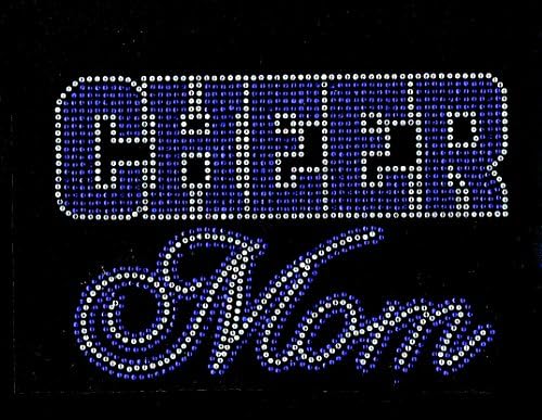 Cheer Mom Text COBALT Rhinestone Transfer Applique - DIY