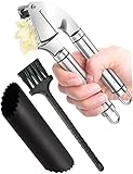 Kicheif Grillers Garlic Press and Peeler Set. Stainless Steel Mincer and Silicone Tube Roller