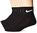 NIKE Unisex Performance Cushion Quarter Socks with Bag (6 Pairs), Black/White, Large