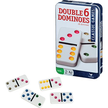 Cardinal Double Six Color Dot Dominoes In Color Collectors Tin, 28 Dominoes