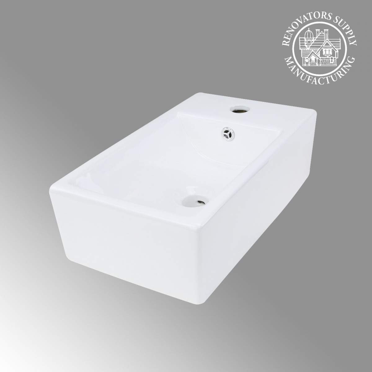 Caske 17 7 8 Small Narrow Countertop Vessel Bathroom Sink White Rectangle With Overflow And Pre Drilled Single Faucet Hole Renovators Supply Manufacturing Amazoncom Caske 17 7 8 Small Narrow Countertop Vessel Bathroom Sink White Rectangle With Overflow And Pre Drilled Single Faucet Hole Renovators Supply Manufacturing Amazoncom