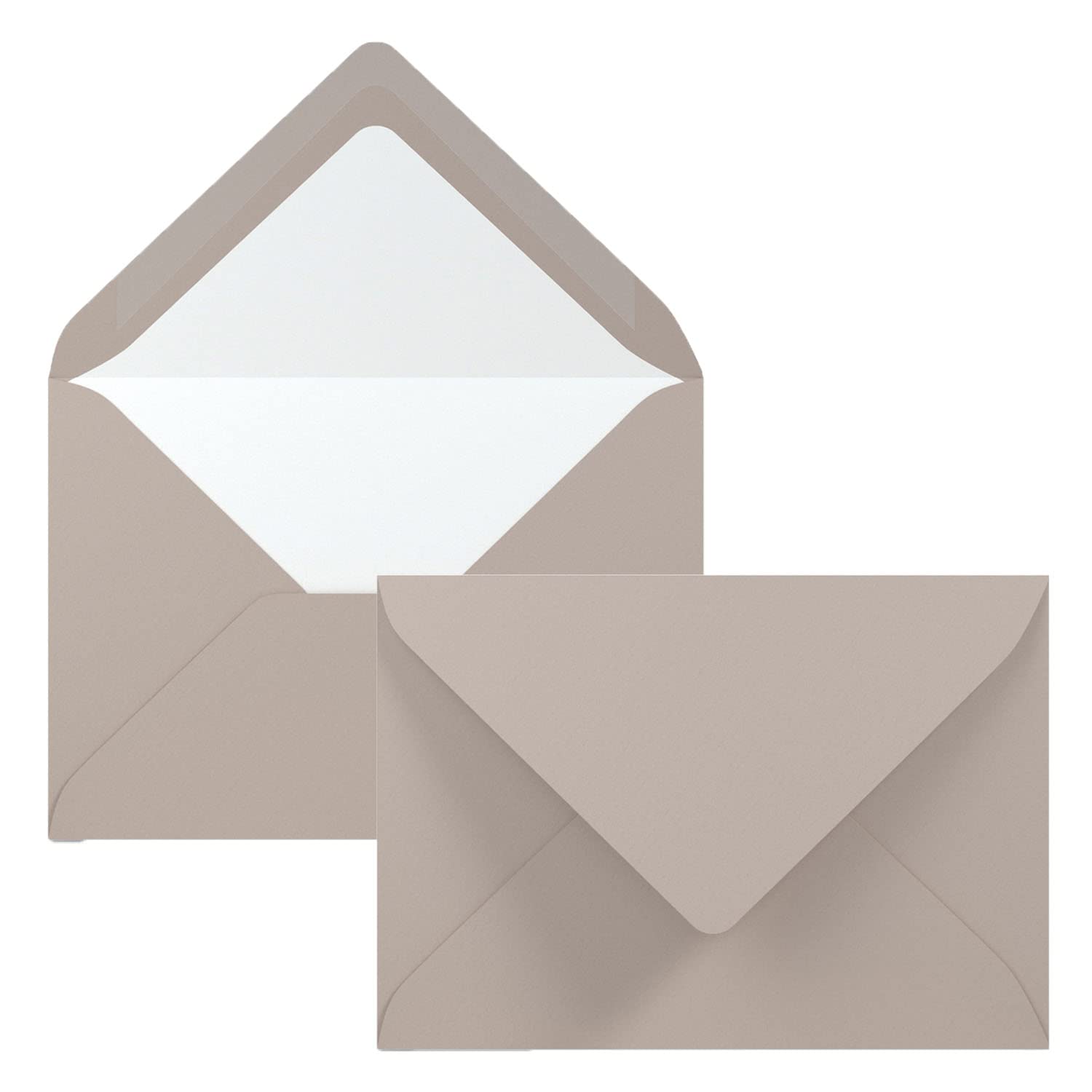 Envelopes in Taupe Pack of 100 Letter Envelopes in DIN B6 12.5 x 17.6 cm Ribbed Paper – Silk Lining for Christmas & Festive Occasions