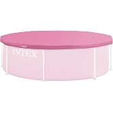 INTEX Pool Cover for 8ft Round Above Ground Swimming Pools | 28019E - Suitable for Metal Frame Pools - Includes Drain Holes, 10in Overhang, Snug Fit