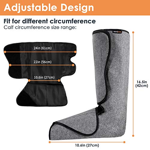 SHINE WELL Leg Massager for Circulation, Cordless Air Compression Foot Calf Massager with Built-on Controller, 3 Modes 3 Intensities Leg Compression Massager for Pain Relief Home and Office Use