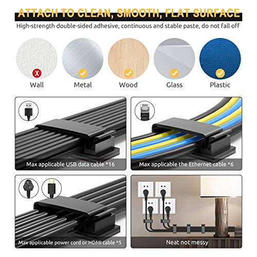 JIRVY 50 Pack Cable Clips, Strong Adhesive Pad Wire Holders, Cable Organizers Wire Management Multipurpose Wire Clamps for TV Computer Laptop Ethernet Cable Desktop Home Office