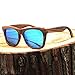 Real Solid Handmade Zebra Wood Wooden Sunglasses for Men & Women, Polarized Lenses (Ice Blue Lens)