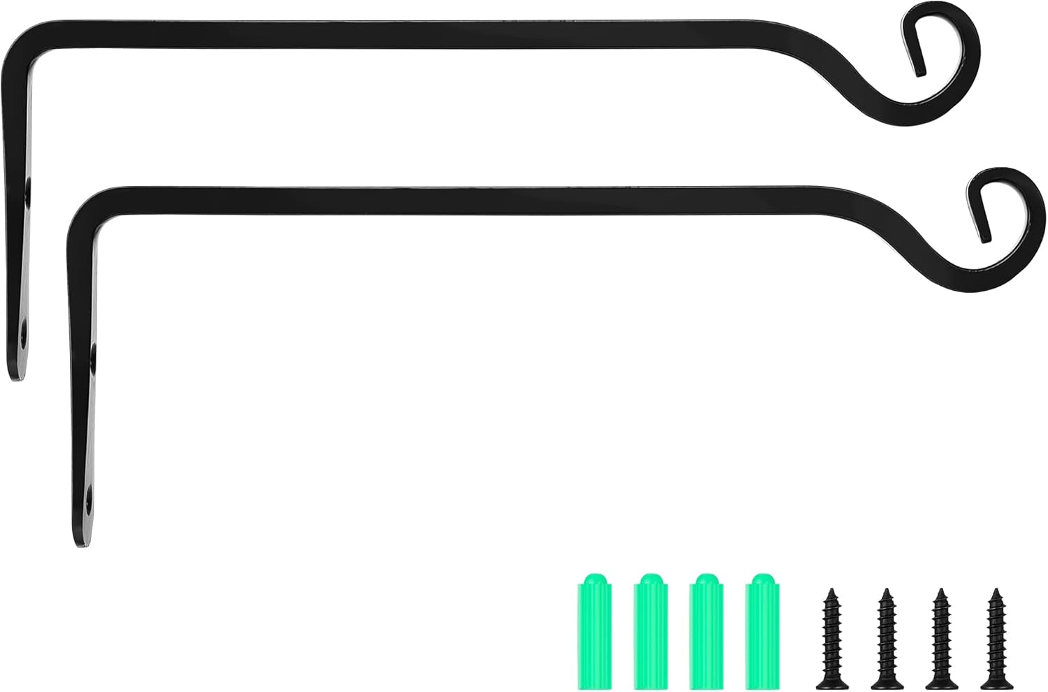 Outdoor Hanging Brackets - onepeng Plant Hanger Indoor/Outdoor 10 inch Metal Wall Plant Hook Decorative Plant Hanger for Bird Feeders, Planters, Lanterns, Wind Chimes, Home Decor(2Pack,Black)