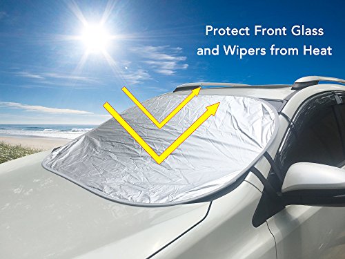 LykusSource Car Windshield Cover, Snow Cover, Sun Shades, Protect Against Snow, Ice, Frost, Fallen Leaves and Others, Quick Setup and Fold within 5 Seconds, 58 x 43 inch