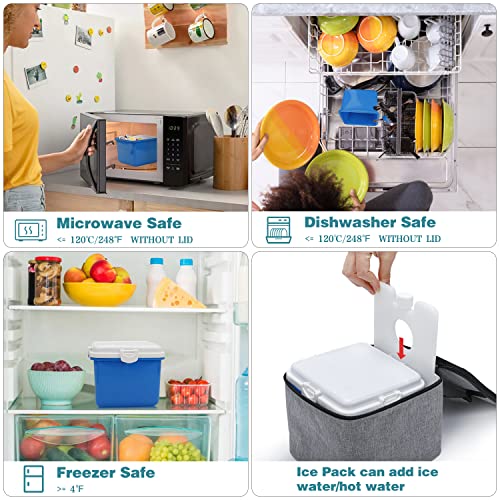 GFWARE Bento Boxes with Ice Pack Lunch Bag, Stackable Salad Lunch Box Container Microwave Safe