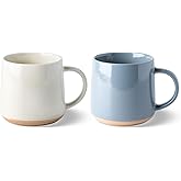 GBhome Ceramic Coffee Mugs Set of 2, 17oz Handmade Ceramic Coffee Mugs Set with Terracotta Underside for Latte/Tea/Beer/Hot Cocoa, Dishwasher & Microwave Safe