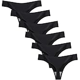 Closecret Lingerie Women 6 Pack Seamless Thongs Underwear Ice Silk Comfy G-string Panties