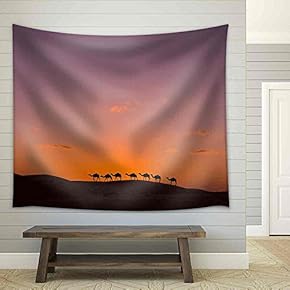 Camel Caravan in The Desert - Fabric Wall Tapestry Home Decor - 51x60 inches