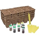 Herb Garden Seed Starter Kit | Grow 8 Fresh Organic Herbs & Spices at Home | Includes Six 10 Cell Starter Peat Trays (60 Cells) & 10 Easy Read Yellow Label Tags